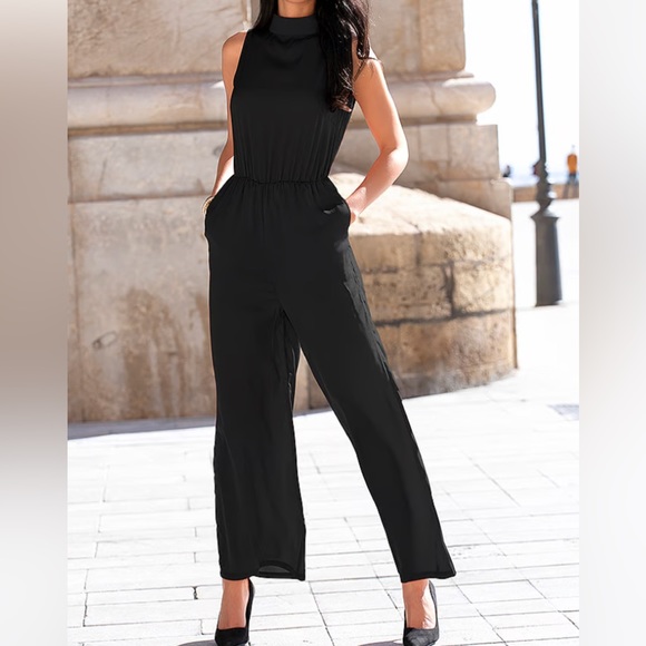 Lascana Satin High Neck Jumpsuit NWT - Picture 1 of 10